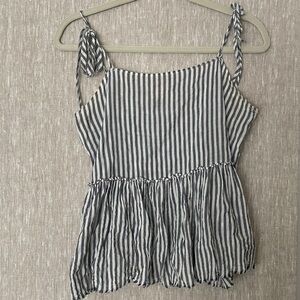 Blue and white striped blouse with shoulder ties - NATION LTD